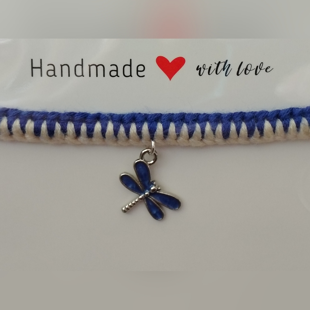 Blue and White Dragonfly Charm Bracelet